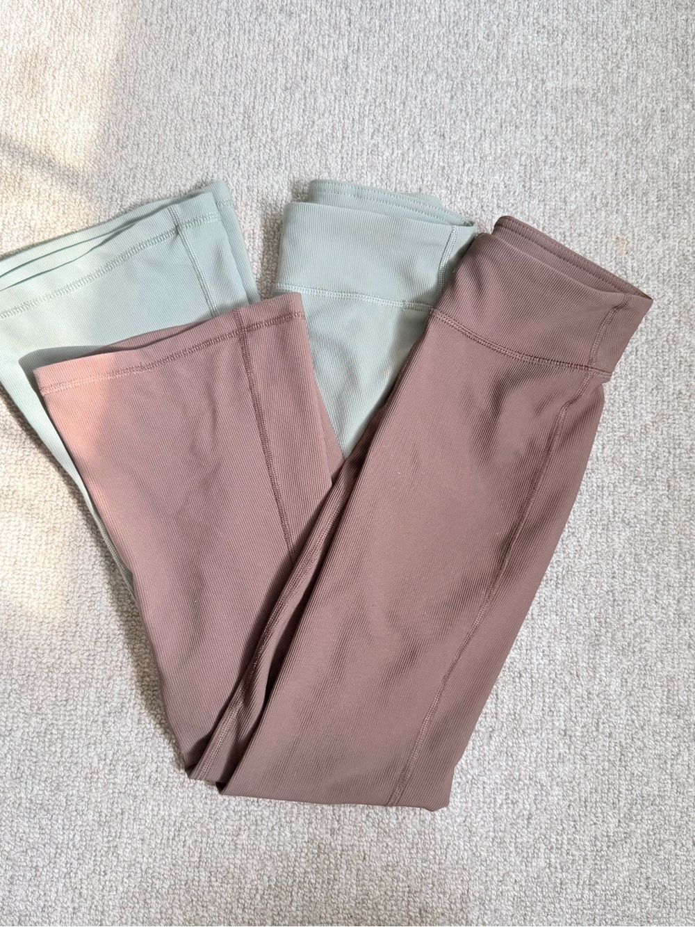 Girls’ High-Waist Flare Legging Bundle in Mauve and Sage